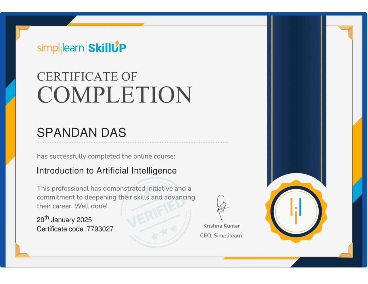 Simplilearn Certificate